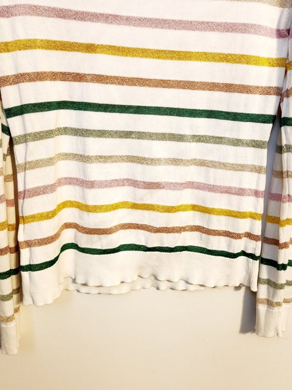 Brooks Brothers | Women's Striped Off-White Crewneck Sweater (Size Medium) - Picture 13 of 14